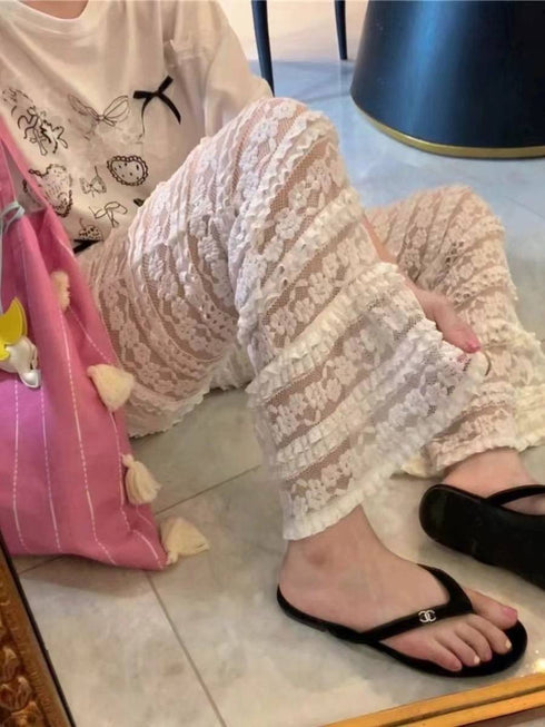 Summer Fancy Lace Tiered Long Pant